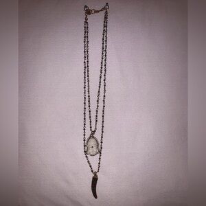 EUC-Lucky Brand Double Necklace with Buddha and Horn in gold